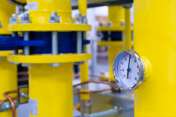 Pressure meters on natural gas pipeline.
