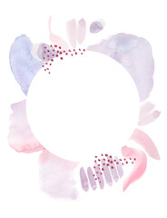 Watercolor painting modern shapes composition, abstract frame pastel color