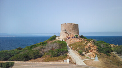 Fototapeta na wymiar The landmark tower of Santa Teresa di Gallura, Sardinia, italy