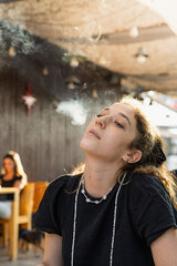 person young woman with smoking