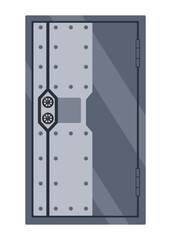 Metal armored safe door. Reliable data protection. Deposit box icon. Protection of personal information. Bank vault door