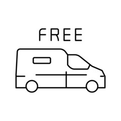 van transportation free shipping line icon vector illustration