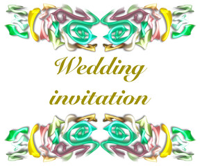 3D; abstract border; white background; vegetal; pattern; place for text; wedding invitation; booklet; banner; pastel colors;