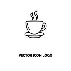 Hot tea cup flat line colored icon.