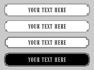Vector long border frames, plaques, doorplates, nameplates, signboards, stickers or labels. Web page header
