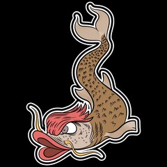 Illustration vector Japanese Fish n Tattoo Stye Cool Fashion