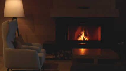The beautiful view on a burning fireplace