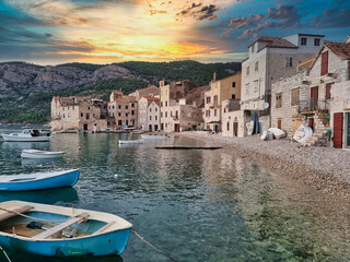 Old picturesque fishing village Komiža on island Vis near Split, Dalmatia, Croatia © MatejZ