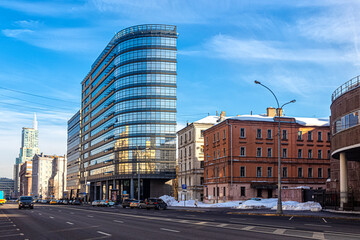 Modern office building 'Bank Rossiya' on Sakharov Avenue