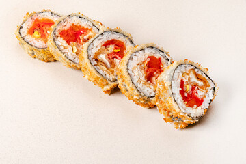 tasty sushi on the white background