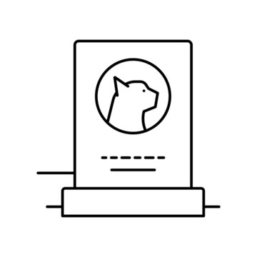 cat dead pet monument line icon vector illustration