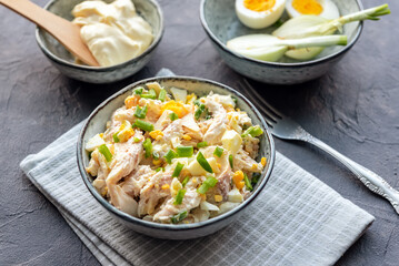Smoked trout paste with egg, chives and mayonnaise