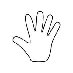 Vector outline illustration of one people hand on a white background