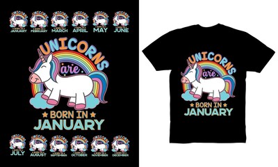 Unicorns born in December t-shirt design