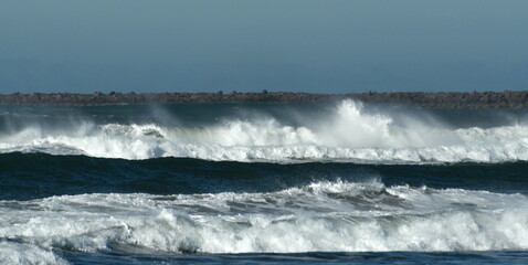 Dramatic storm surf near Westport Jetty