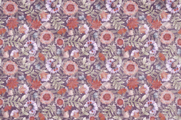Grunge retro background. Floral ornament. Illustration for wrapping, packaging, scrapbooking, cards. Printing on fabric and paper.