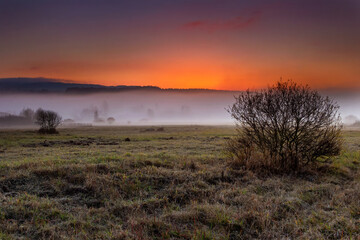 sunset, nature, landscape, background, emotional, positive, beautiful, fog, inversion, autumn