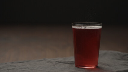 berry drink in tumbler glass with copy space