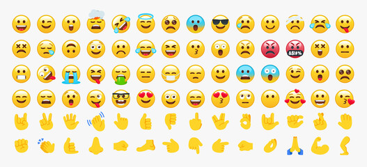 Emoji set vector isolated icon. All hand emoticons in one collection