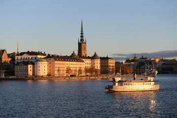 Stockholm sunset view with The Riddarholm Church