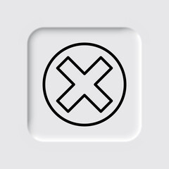 Obraz premium Delete, cross simple icon. Flat desing. Neumorphism design.ai