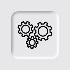 Gears simple icon vector. Flat desing. Neumorphism design.ai