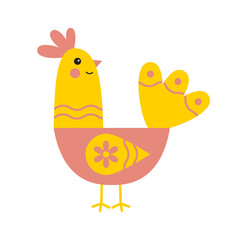 Cute hen isolated on white background. Cartoon vector illustration