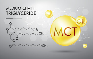 MCT oil with chemical formula vector illustration
