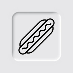 Hot Dog simple icon vector. Flat desing. Neumorphism design.ai