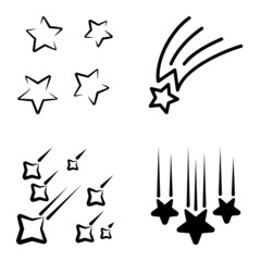 Starfall Flat Icon Set Isolated On White Background