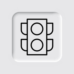 Traffic light simple icon. Flat desing. Neumorphism design.ai