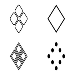 Rhombus Flat Icon Set Isolated On White Background