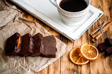 Dark chocolate, handmade sweet coffee soap, aromatic cinnamon and sweets. whole bean coffee