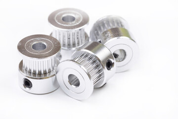 Timing Alumium Pulley for cnc machine isolated above white background