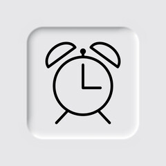 Alarm clock simple icon vector. Flat desing. Neumorphism design.ai