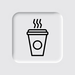 Coffee cup simple icon vector. Flat desing. Neumorphism design.ai