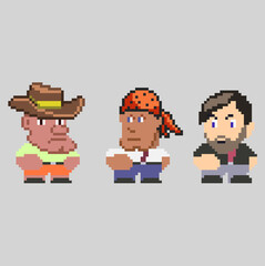 Set of pixel men characters in art style