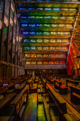 The colorful interior of the beautiful El Rosario Church, San Salvador, El Salvador - obrazy, fototapety, plakaty