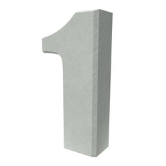 Isolated Three Dimensional Alphabet 1 or One on White Background, 3D Render Illustration.