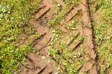 traces of vehicle on ground