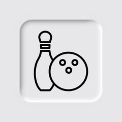 Bowling simple icon vector. Flat desing. Neumorphism design.ai
