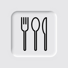 Fork spoon knife simple icon. Flat desing. Neumorphism design.ai