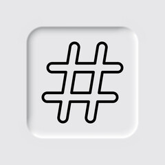 Hashtag simple icon vector. Flat desing. Neumorphism design.ai
