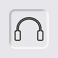 Headphone simple icon vector. Flat desing. Neumorphism design.ai