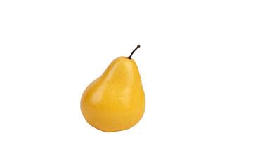 Decorative candle in the form of a yellow pear.