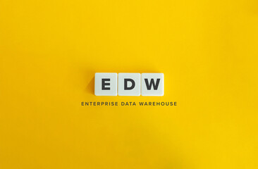 Enterprise Data Warehouse (EDW) Banner. Letter Tiles on Yellow Background. Minimal Aesthetics.