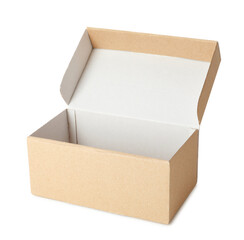 Empty open cardboard box isolated on white