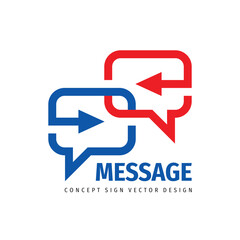 Message talking - speech bubbles vector business logo concept illustration in flat style. Dialogue icon. Chat sign. Social media symbol. Communication insignia. Design element.
