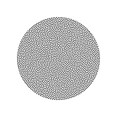 Round shape with dotted texture. Black circle on white background. Vector illustration
