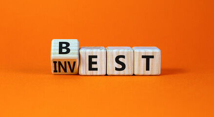 Best invest symbol. Turned wooden cubes and changed the word Invest to Best. Beautiful orange...